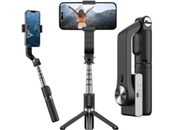 Estabilizador de Smartphone de 1 Eixo com Controle Remoto, Tripé Extensível de Alumínio para Selfies, Equilíbrio Automático JIAPEI (preto)