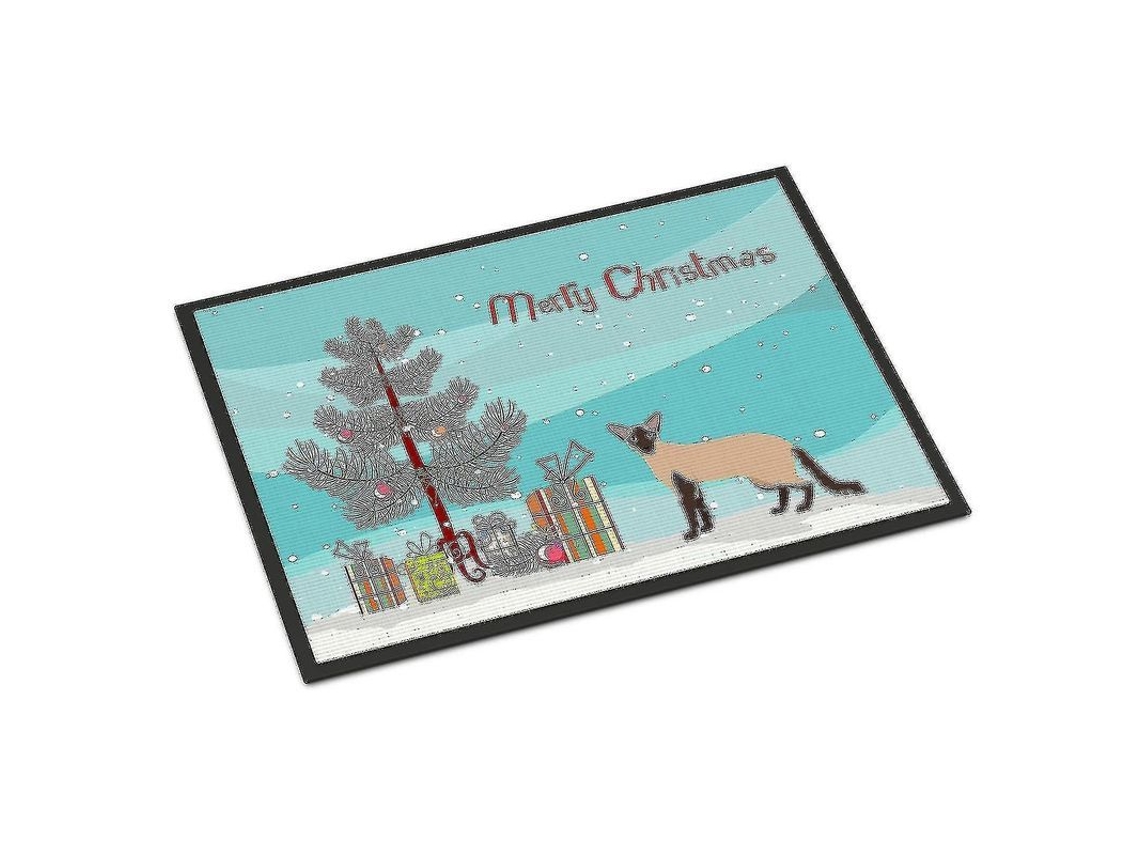 Tapete Colorpoint Cat para uso interno/externo, pelo longo, Feliz Natal, 61 x 91 cm, fabricado nos EUA