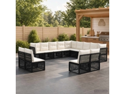 Vidaxl Conjunto De Sofá De Jardim 13 Unid. Preto Vime Pe