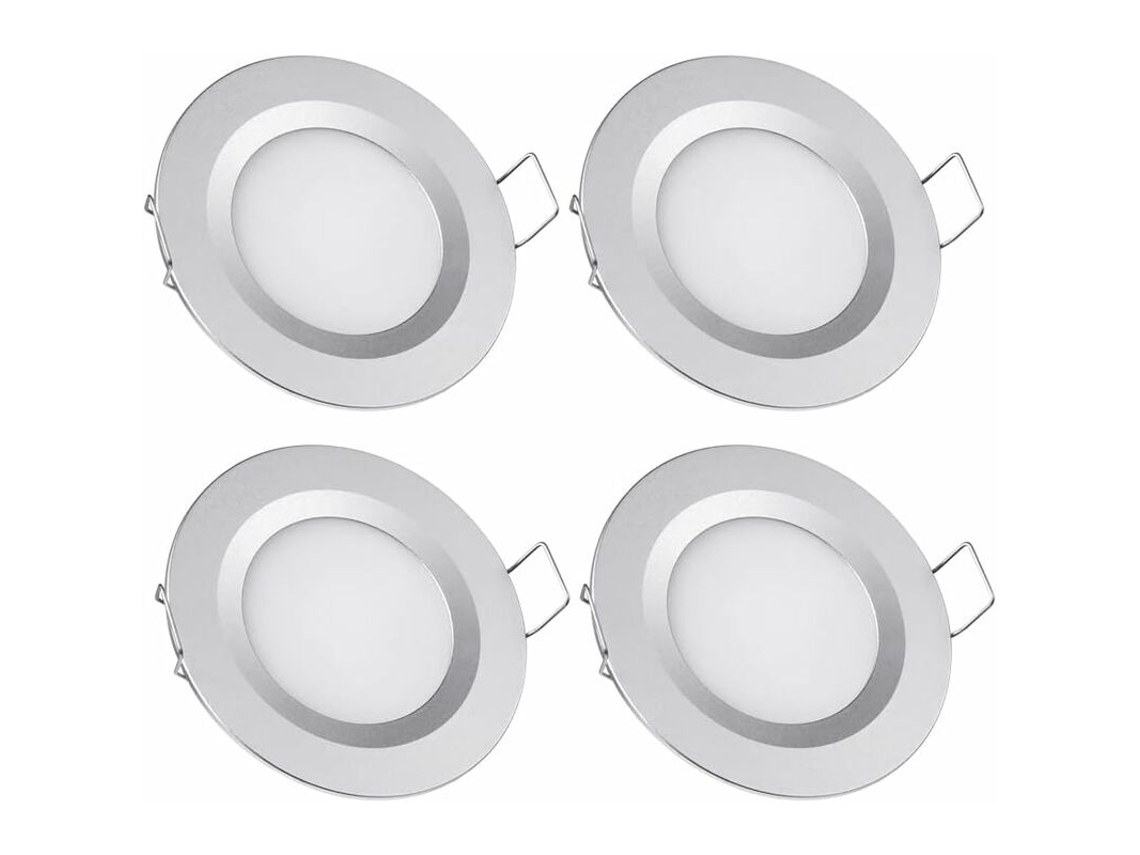 Spot Led De Embutir, 4 Unidades, 3w, 12v, 6400k, 65 Mm, Para Destaque Em Teto, Jardim, Fachada Ou Áreas Exteriores