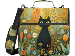 Pasta com zíper, alça de ombro e alça transversal, várias bolsas de 3,8 cm, bolsa organizadora com 3 argolas, fichário artigos