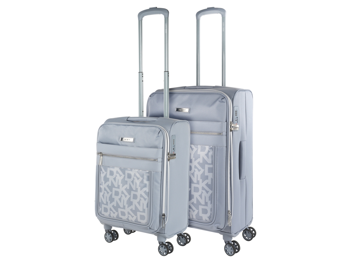DKNY DKNY-624 After Hours Impressão Do Logotipo Da Storm Grey 41X68X26 Cm 59 5L Conjunto de Malas de Viagem Semi Rígidas Eva