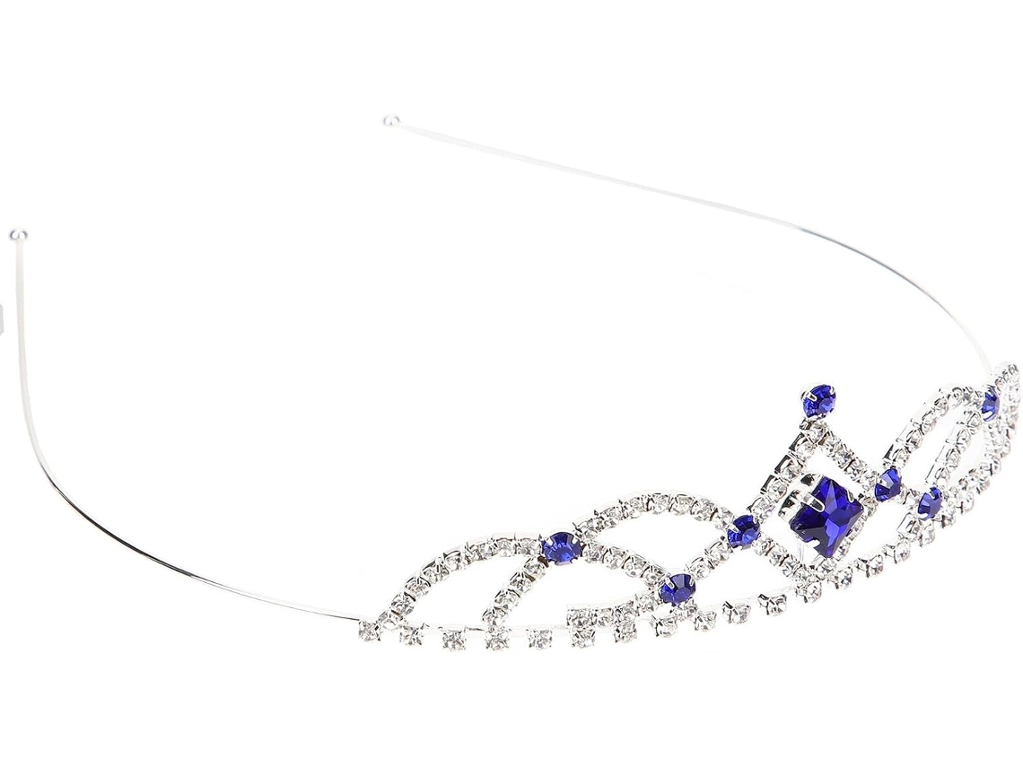 Coroa de casamento elegante com cristais e liga metálica azul-clara, decoração.