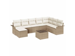 Conjunto 9 Sofá De Jardim Vidaxl Bege Vime Pe (297,5 X 187,5 X 85 Cm)