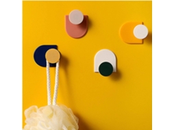 Ganchos de Pared Adhesivos, 4 Paquetes Resistentes Impermeables Geométricos para Colgar Ropa Y Accesorios