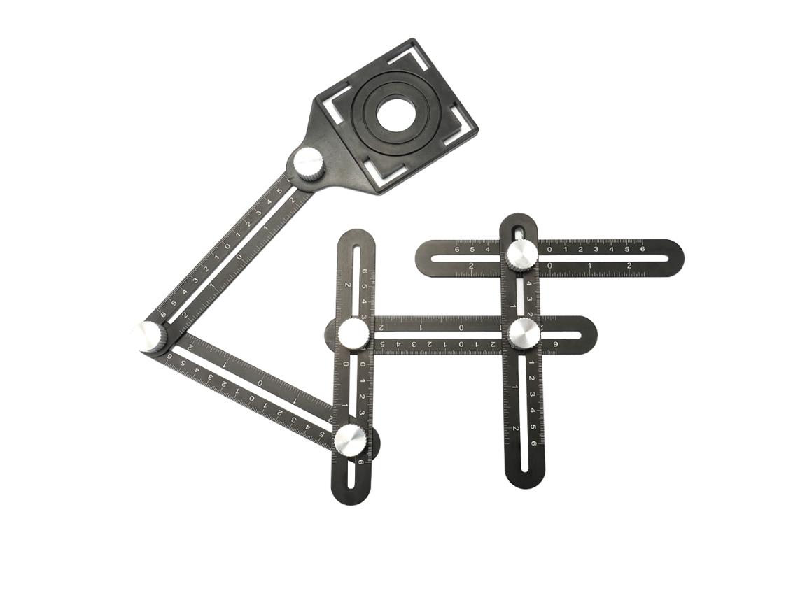 Regla Plegable De Aluminio Multifuncional Para Albañiles: Taladro Universal, Lineación Y Localización De Huecos Para Baldosas, Vidrio Y Arcilla