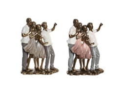 Figura Decorativa DKD HOME DECOR Cor de Rosa Dourado  Moderno Família (18 x 10 x 25 cm)
