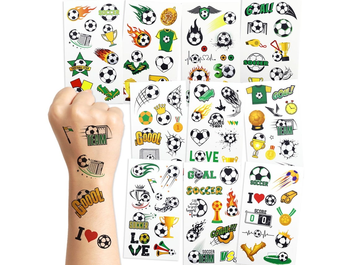 Tatuagens Temporárias de Futebol para Crianças, 30 Unidades Pré cortadas. Lembranças de Festa, Decoração de Aniversário, para Meninos e Meninas