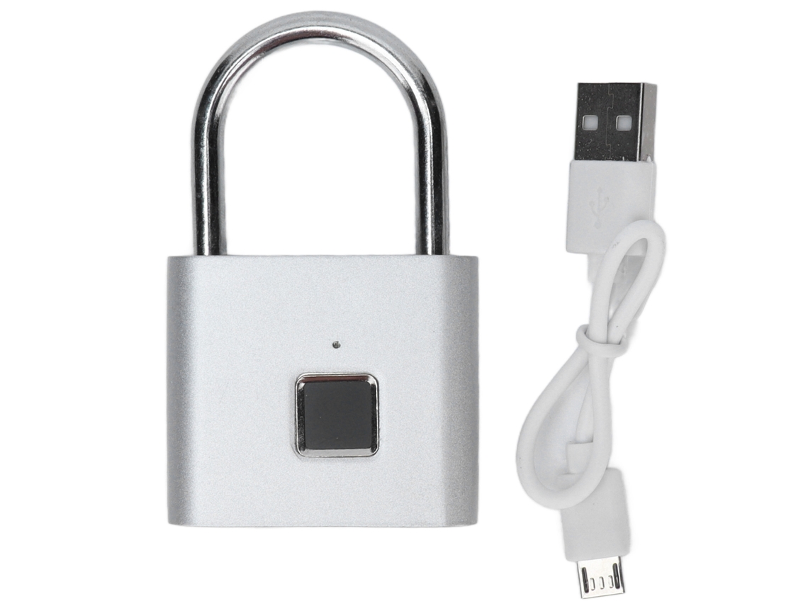Fechadura De Digital Inteligente De Liga De Zinco Com Carregamento Usb Para Armário Casa Escritório Dormitório Prata