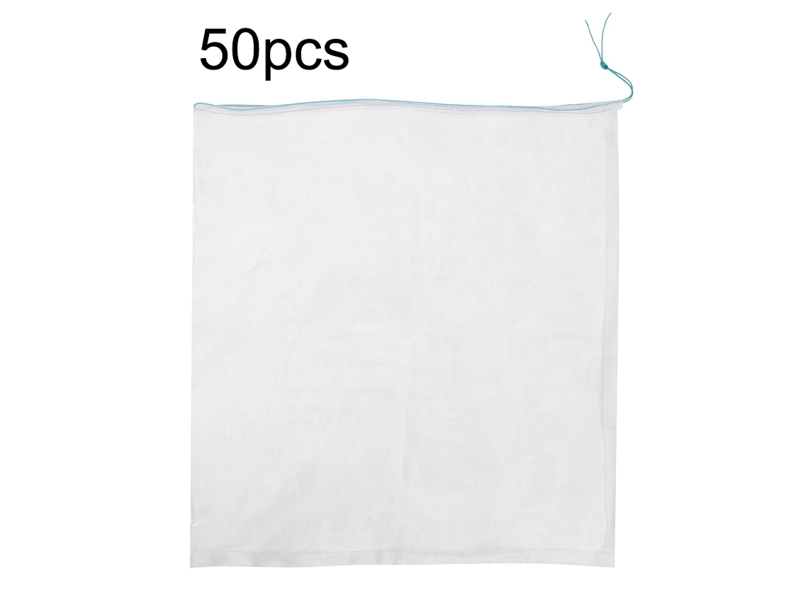 50 Sacos De Malha Para Proteção De Frutas E Vegetais Jardinagem Com Cordão