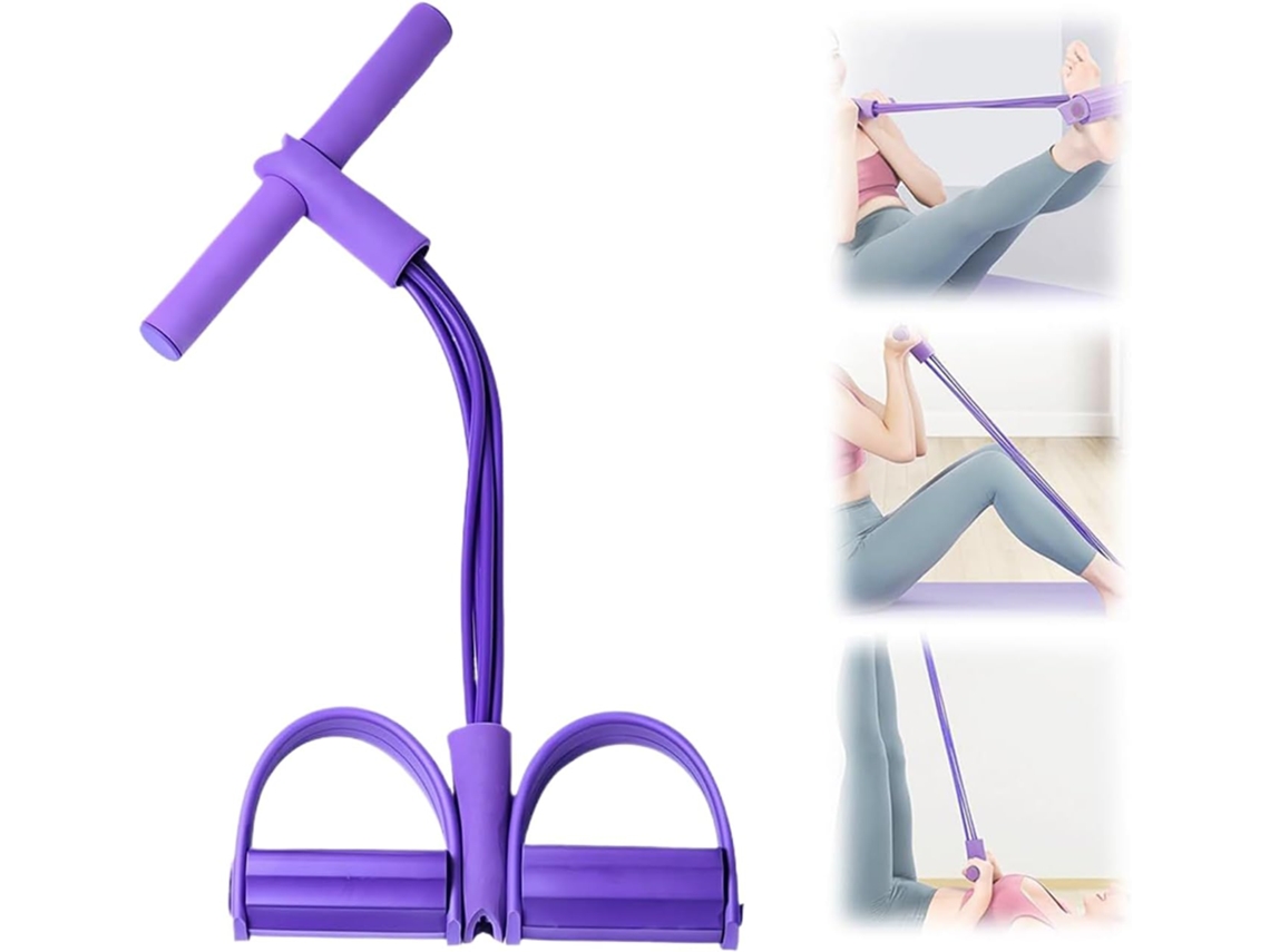 Faixa Elástica De Resistência Para Exercícios Com 4 Tubos E Pedal | Alças Acopladas, Equipamento Abdominais