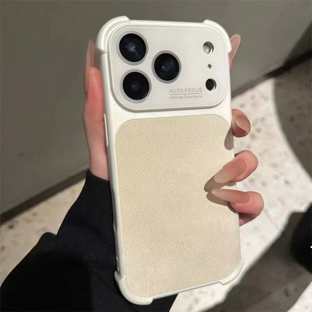 Capa De Celular Resistente A Impactos Em Tecido Jeans Para Iphone 15 Plus (branco), Material De Policarbonato.
