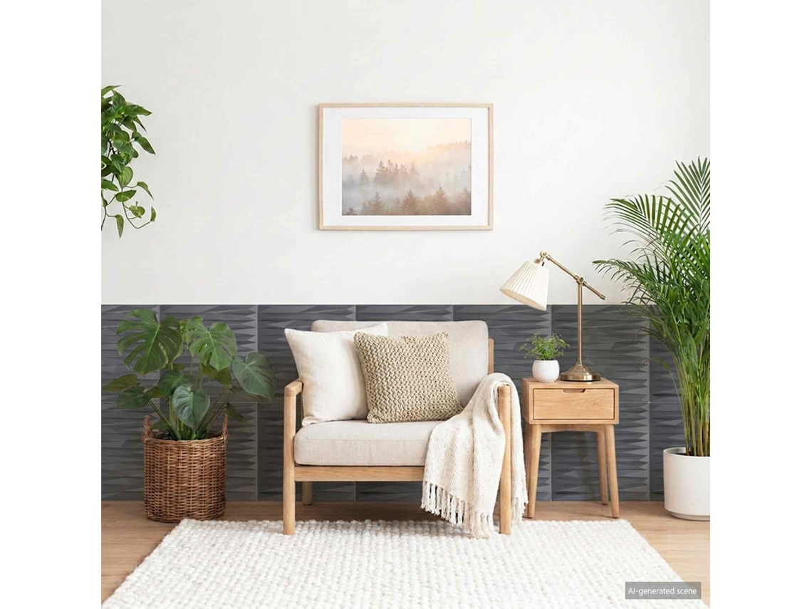 Vidaxl Painéis De Parede 24 Unid. 50 X 50 Cm Cinza Pedregoso