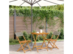 Vidaxl 3 Pcs Conjunto De Bistrô Vime Pe E Madeira Maciça Cinzento