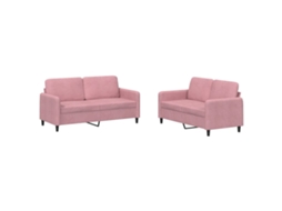Conjunto 2 de sofás veludo VIDAXL rosa (158 x 77 x 80 cm)