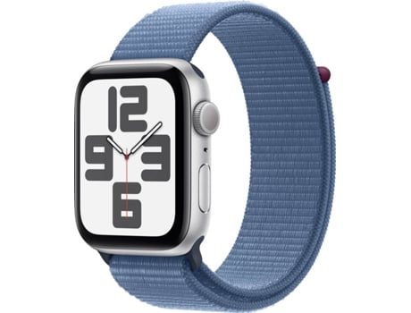 Pré-venda APPLE Watch SE GPS 44 mm Prateado com Loop Desportiva Azul-Inverno