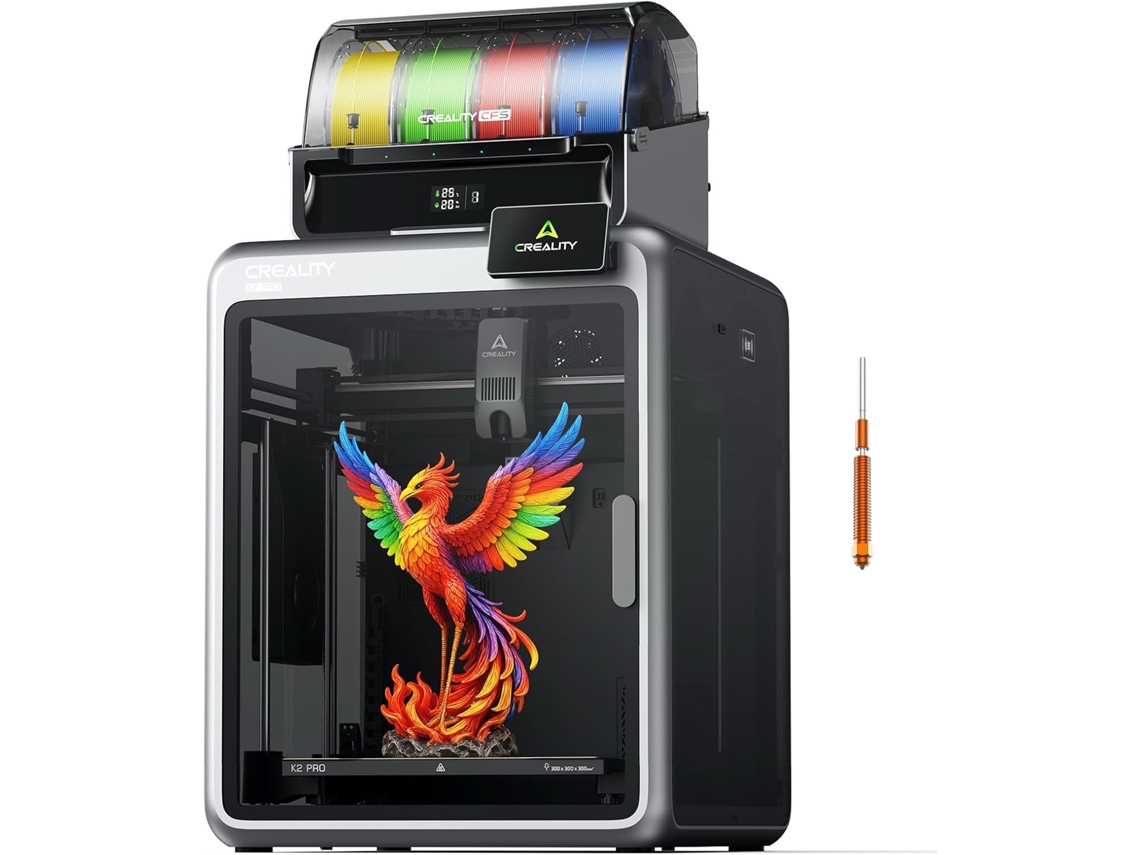Impressora 3d Creality K2 Pro Combo, Multicolorida Com Cfs, Máx 600 Mm/s, Câmara Dupla Ia, Nivelamento Automático Montada, Grande Volume 300x300x300mm