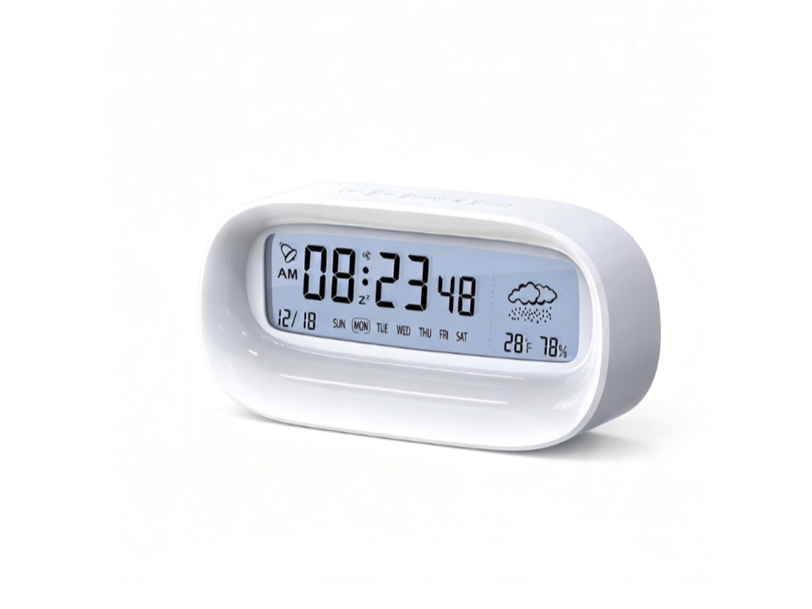 Despertador Eletrônico Inteligente Com Temperatura, Previsão Do Tempo, Exibição De Data E Modo Silencioso (pilhas Não Incluídas).