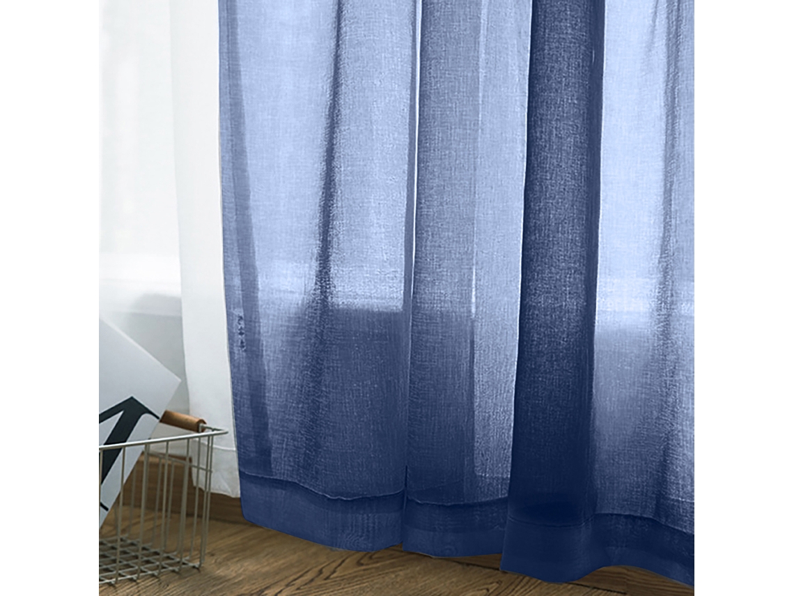 Cortinas Transparentes Azul Escuro Sala Quarto 2 Painéis 55x84 Polegadas