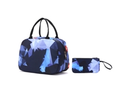 Mochila Grande E Espaçosa Para Estudantes.conjunto Geométrico Azul De Duas Peças