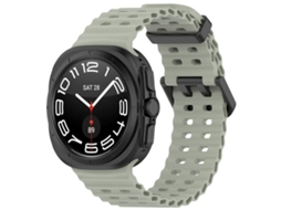 Bracelete Para Samsung Galaxy Watch Ultra - Silicone Ocean Hole Com Fecho Duplo E Furos (47mm) - Cinza E Verde