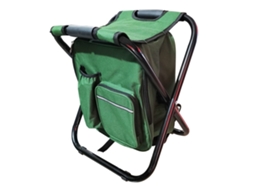 Mochila dobrável de alta capacidade com bolsa térmica e acessórios para camping, pesca e atividades ao ar livre.