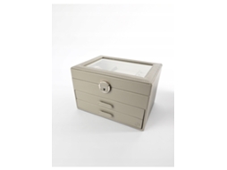 Caixa De Jóias Organizador Branco Rosa Cinza 25x18x16cm