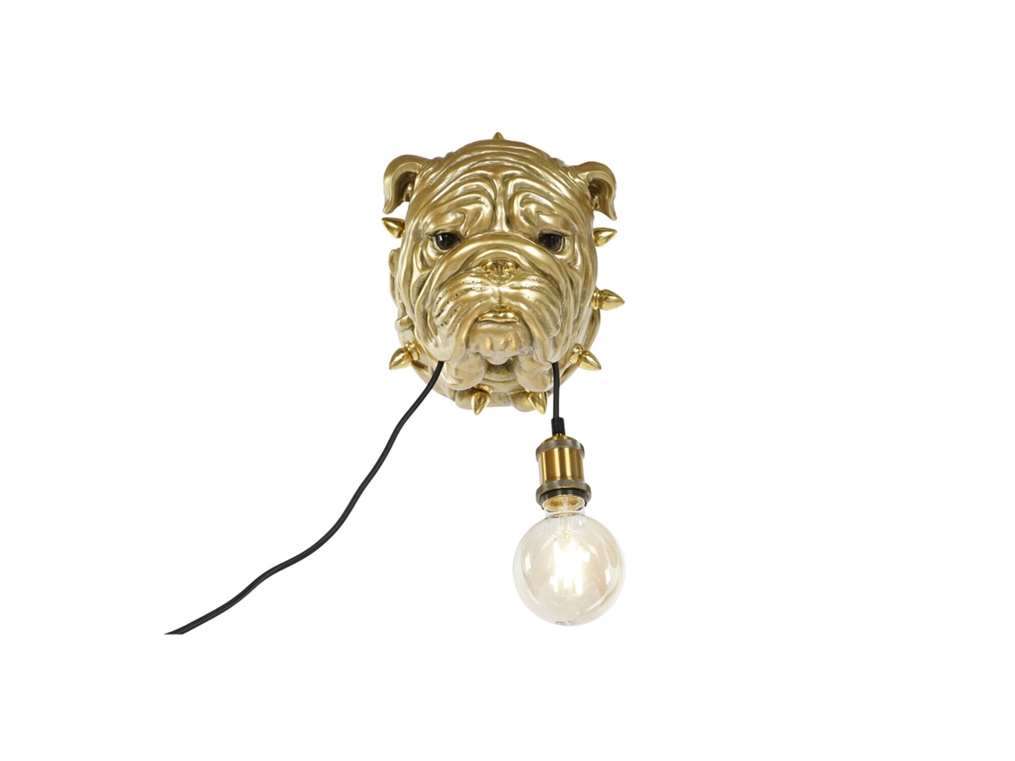 Luminária de Parede em Resina com Bulldog Dourado, 25x23x29cm ALEXANDRA HOUSE LIVING