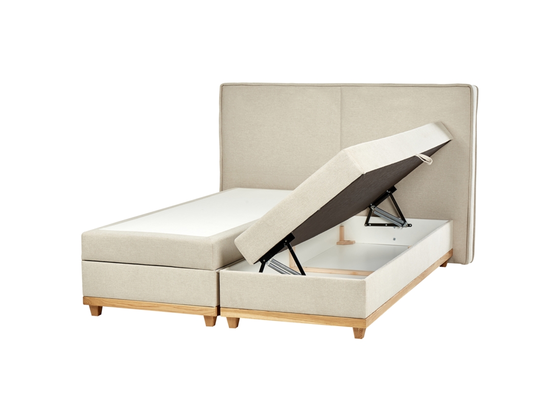 Cama continental BELIANI Dynasty de Poliéster Creme 180x217x122