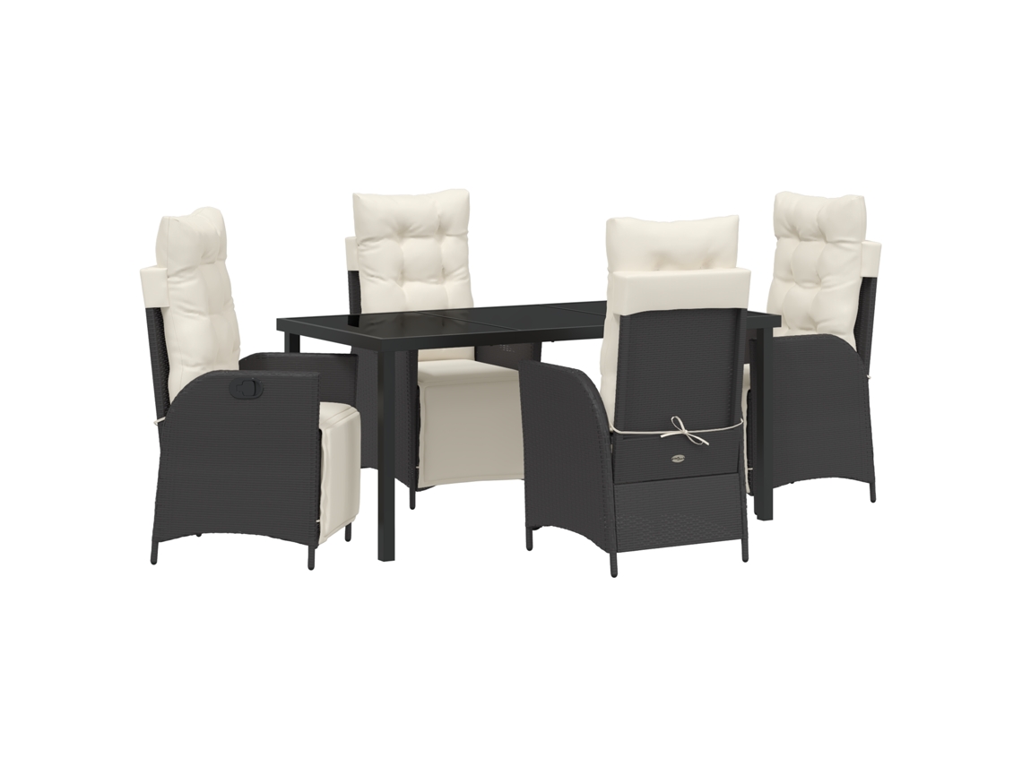 Conjunto 5 De Jardim De Vidaxl Preto Vime Poliéster