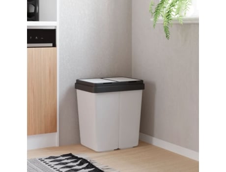 Caixote Duplo 2X25 L Branco VIDAXL