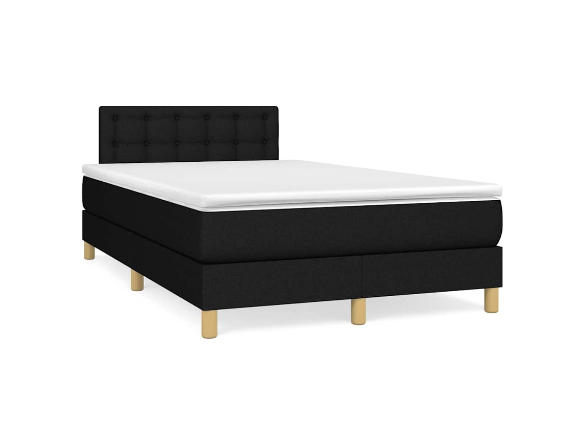 Vidaxl Cama Box Spring C/ Colchão E Led 120x190 Cm Tecido Preto