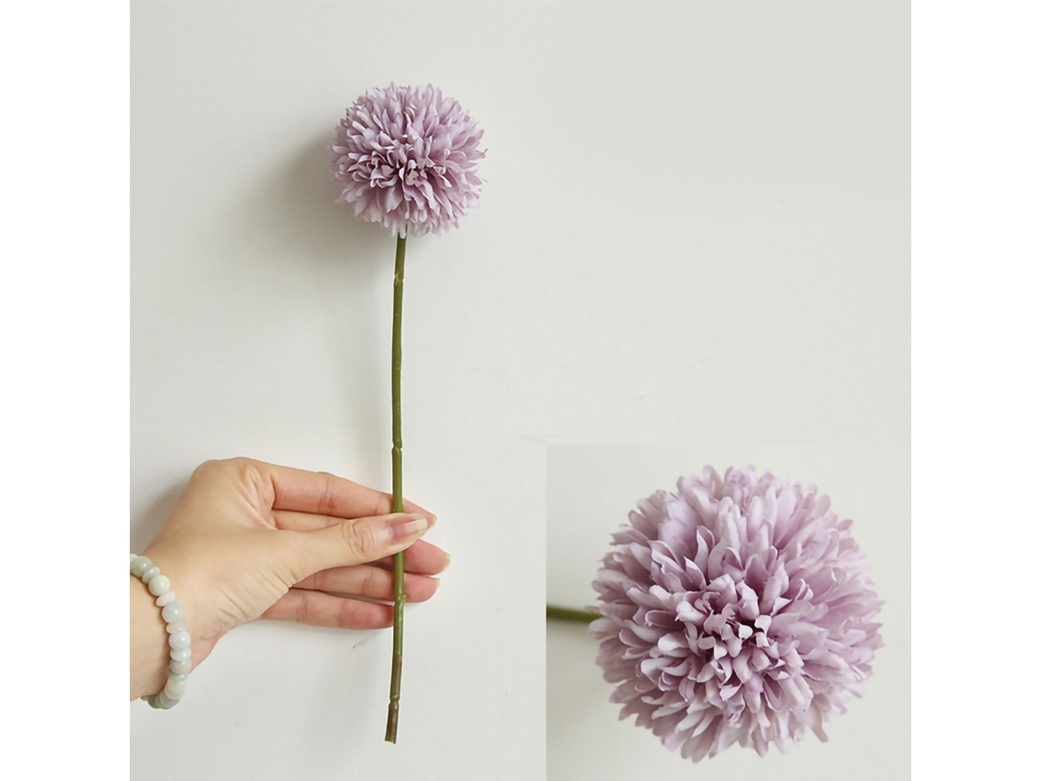 Flor Artificial Hortênsia Bouquet Falso Seda Bola Crisântemo Decoração Mesa Sala Interior Roxo 29cm