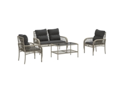 Conjunto de 4 Sofás Jardim com Almofadões Vime Pe Cinzento Claro MAISON EXCLUSIVE (4 pcs)