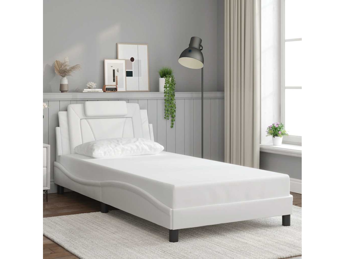 Vidaxl Estrutura De Cama Viana Sem Colchão 100x200 Cm Couro Artificial Branco