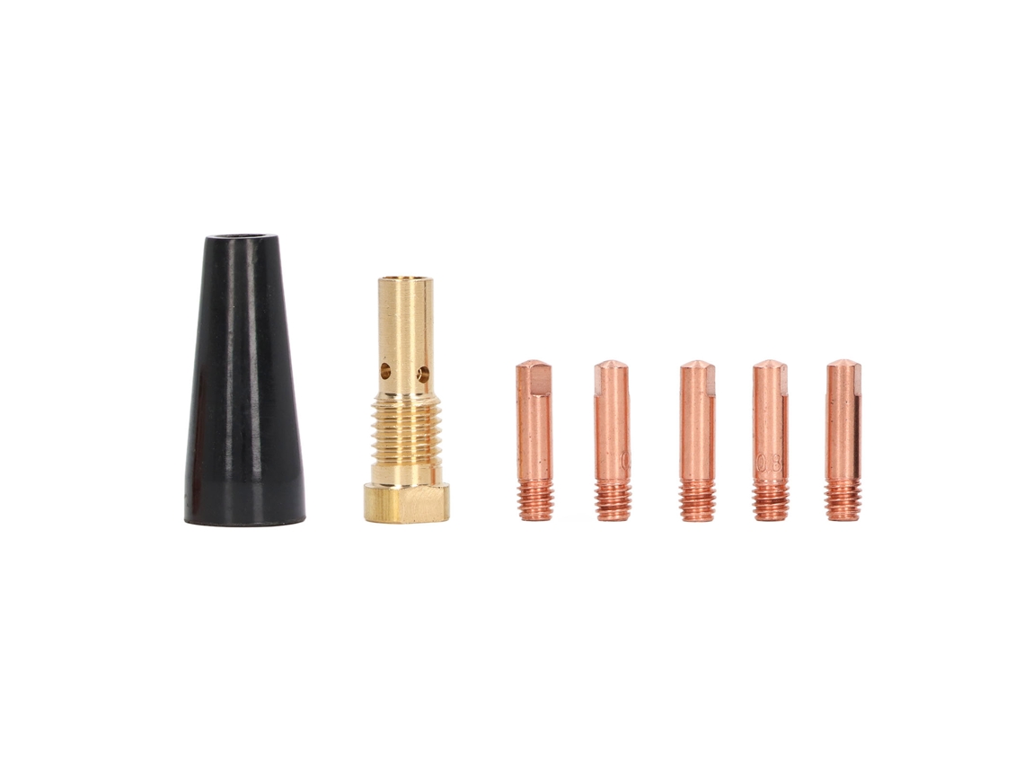 Kit de soldagem MIG sem gás de 7 peças: Bocal, ponta de cobre e acessórios para pistola de solda
