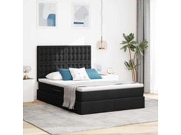 Vidaxl Cama Com Arrumação E Colchão Preto 140 X 200 Cm Tecido