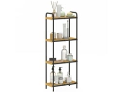 Estante para Casa de Banho Bambu e Aço Cor Madeira e Preto 41,5x21,5x106 cm Homcom