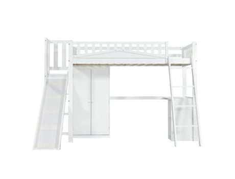 Cama Alta Escorrega Raumio Madeira Branco (90x200)
