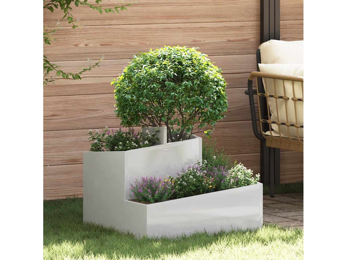 Vidaxl Vaso De Jardim Prateado 60 X 60 X 50 Cm Aço Inoxidável