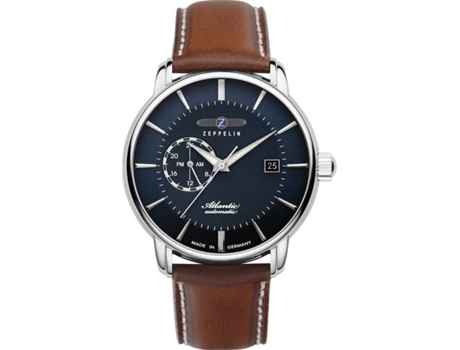 ZEPPELIN Castanho Couro Genuíno Atlantic Automatik 8470-3 Relógio para Homem