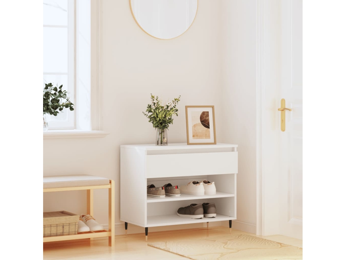 Vidaxl Sapateira 70x36x60 Cm Derivados De Madeira Branco