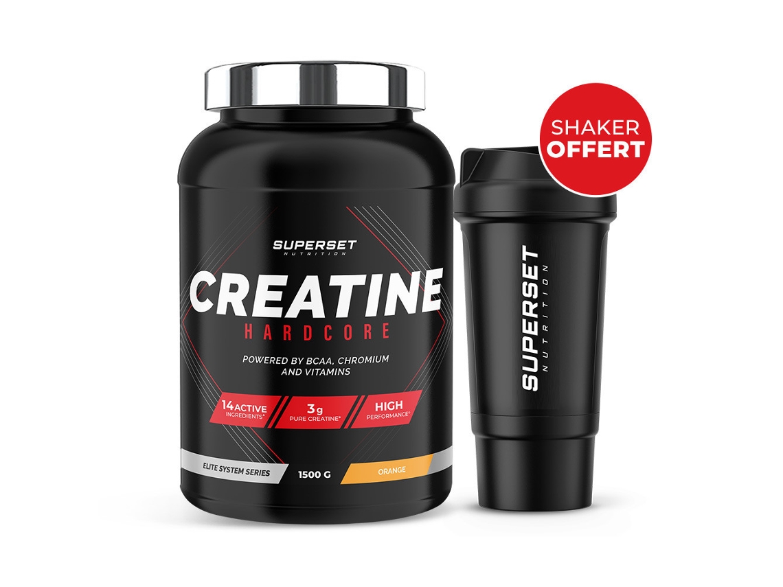 Creatine Hardcore Orange Shaker oferece nutrição para superconjuntos (1,5 kg)