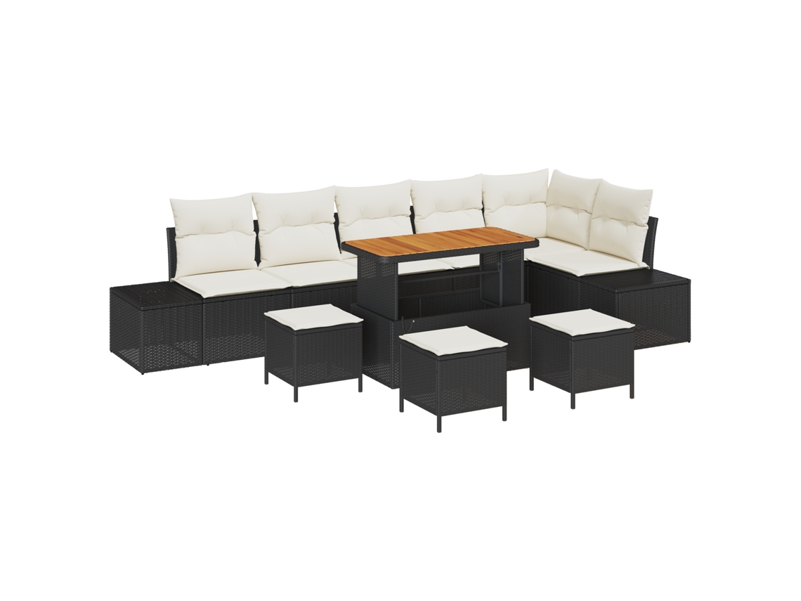 Conjunto 10 Móveis De Jardim Vidaxl Preto Vime Pe (319 X 154 X 85 Cm)