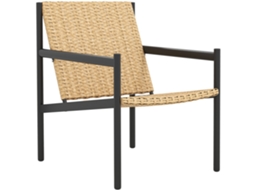 Cadeira de Jardim em Rattan para Exterior com Apoios de Braços, Estrutura em Aço e Encosto Inclinado, 74x61x81 Cm, Cor Natural. ZENCORE SERVICES
