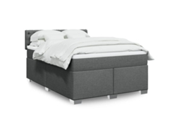 Vidaxl Cama Com Molas/colchão 140x200 Cm Tecido Cinzento-escuro