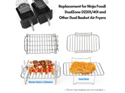 Conjunto Acessórios Air Fryer 6 Peças Antiaderente 8 Polegadas