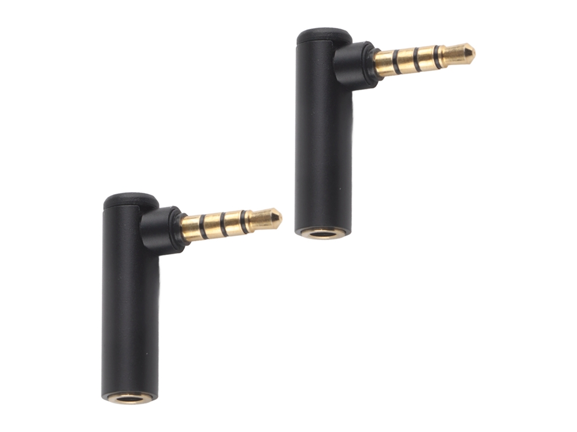 Aetheria 2pcs Adaptador de Áudio 3.5mm Macho para Fêmea com Ângulo de 90 Graus Jack