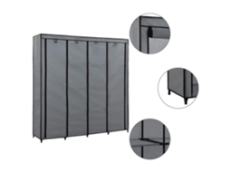 Vidaxl Roupeiro Com 4 Compartimentos 175x45x170 Cm Cinzento