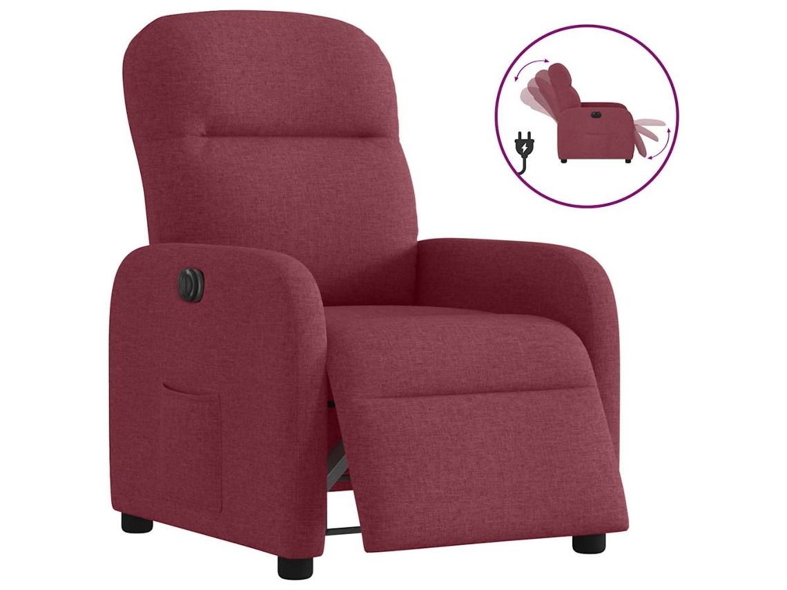 Vidaxl Poltrona Elétrica Reclinável Tecido Vermelho Tinto
